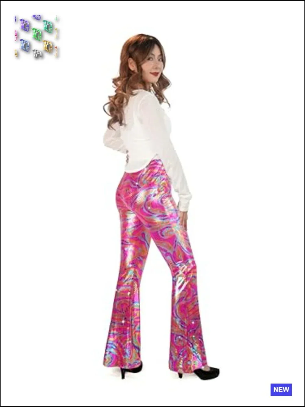 Sequin Flare Pants High Waisted Bell Bottoms Leggings Party Disco Club Sparkly - Picture 2 of 5